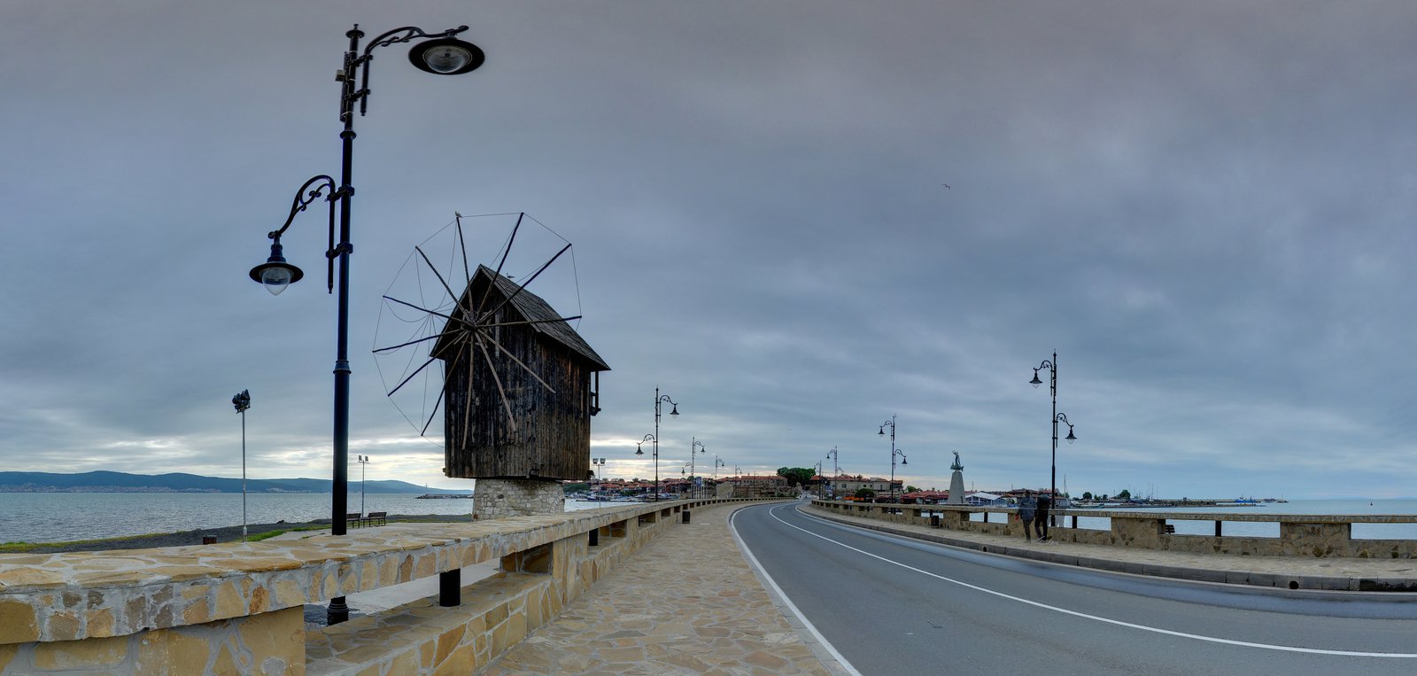Historic wooden houses and cobblestones in Nessebar Old Town