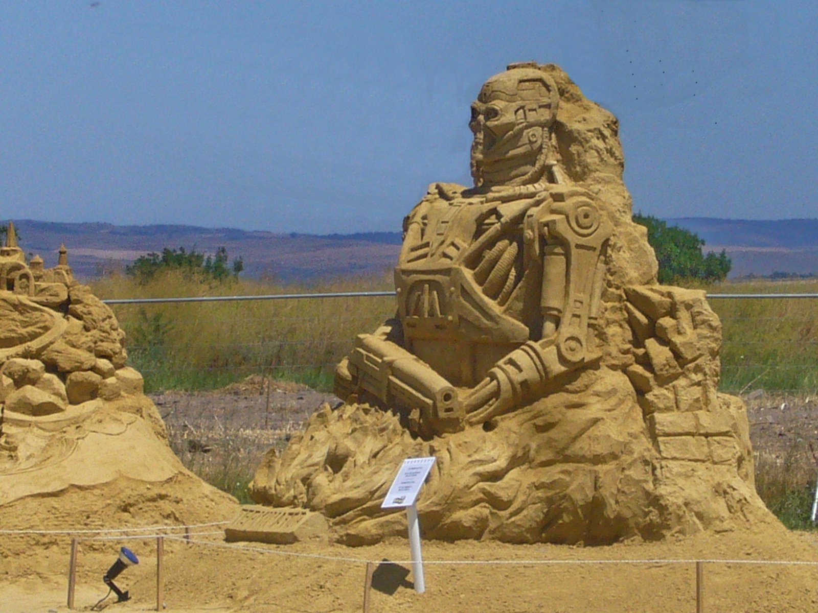 Intricately carved monumental sand castle sculpture at Burgas Sand Festival